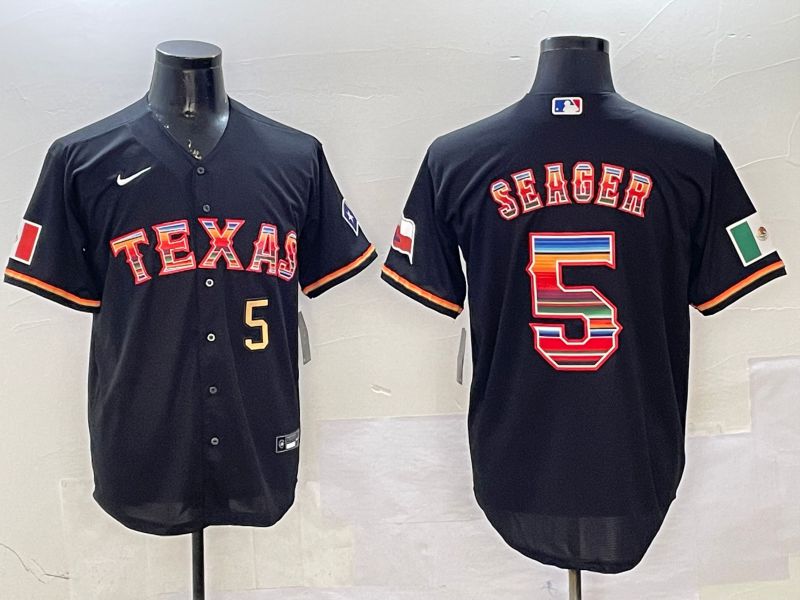 Men Texas Rangers #5 Seager Black Mexico 2025 Nike MLB Jersey style 6